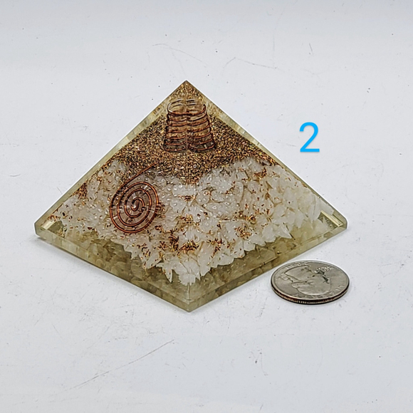 Quartz Orgonite Pyramid with Golden Spiral Symbol Meditation Yoga - Picture 3 of 3